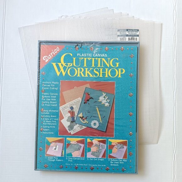 Darice Plastic Canvas Cutting Workshop 14" x 11" + 10 Sheets Clear Plastic Canva - Picture 1 of 11